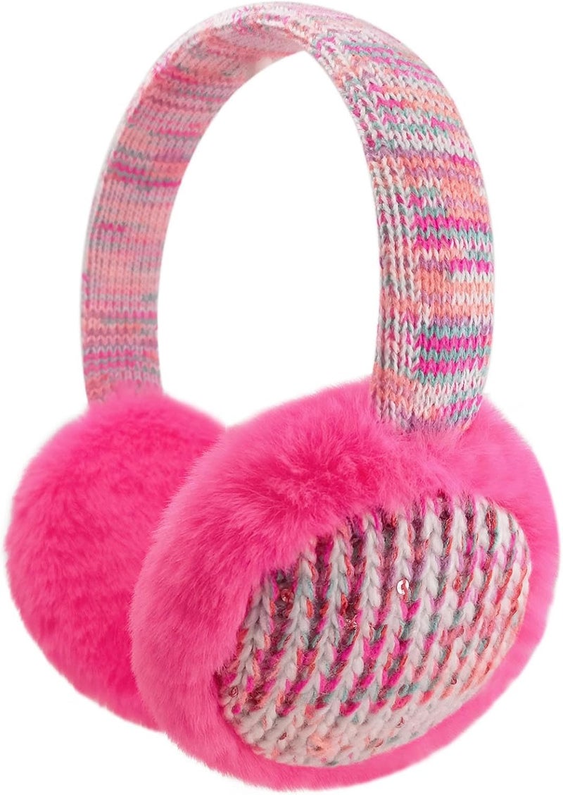 FYBW Ear Muffs Gloves Set for Kids, Winter Adjustable Sequins Warm Earmuffs for Kids Outdoor Cold Weather - Image 1